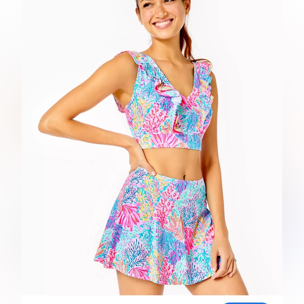Lilly Pulitzer Luxletic Aila Splashdance Skort Set.Large Top Small Skort.